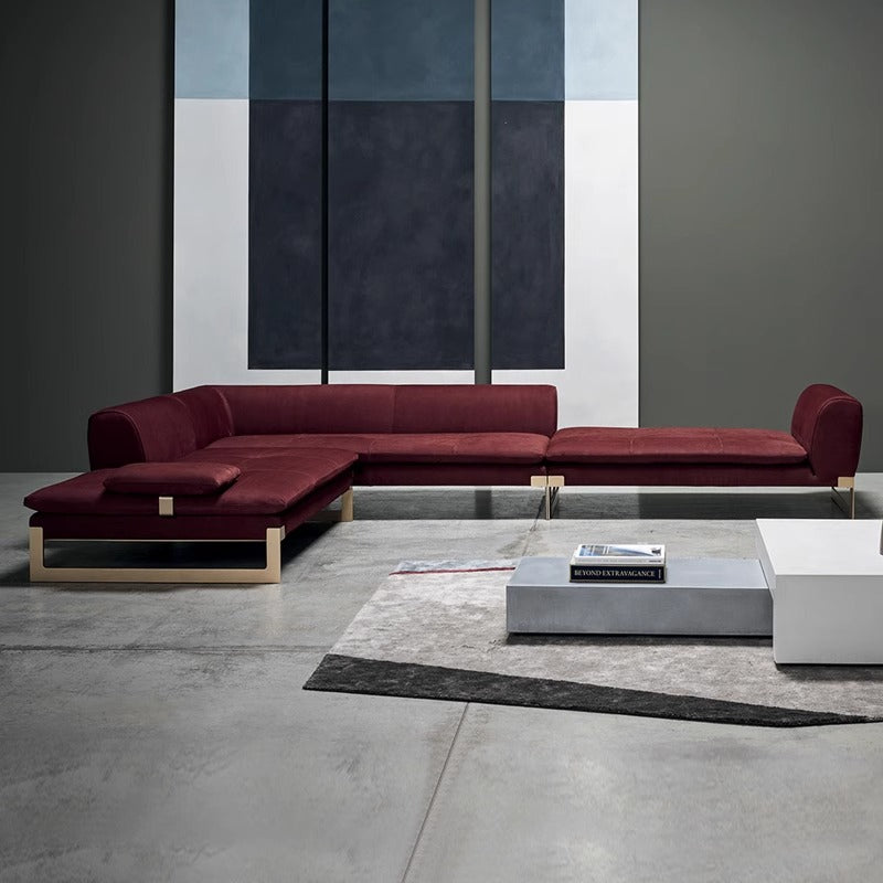 Modern L-Shaped Velvet Sectional Sofa   / Ruchi