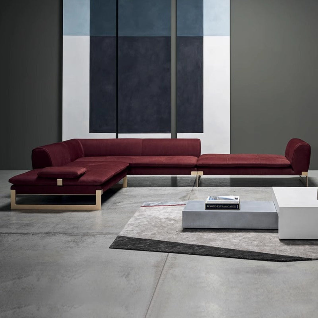 Modern L-Shaped Velvet Sectional Sofa   / Ruchi