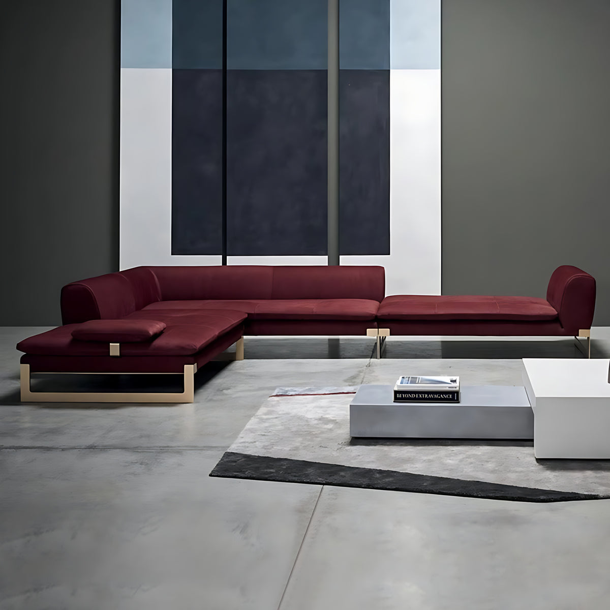 Modern L-Shaped Velvet Sectional Sofa / Ruchi