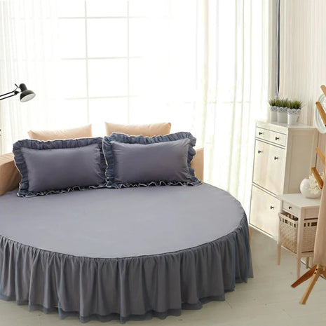 Cotton Round Bedsheet Skirt And Pillowcases /Ruchi