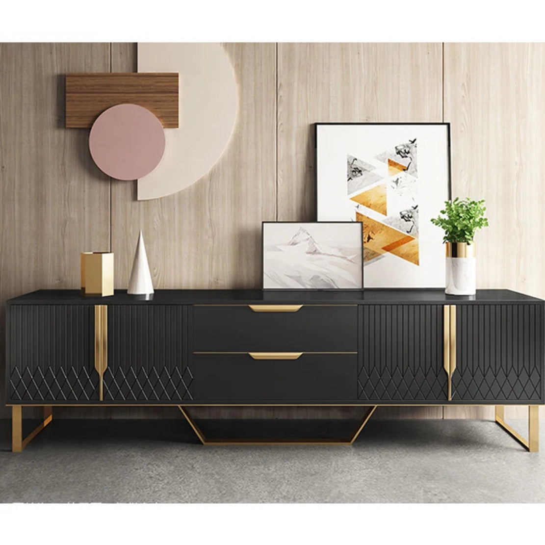 Elegant Wooden Coffee Table And TV Stand Set