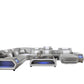 U-Shaped LED Leather Sectional Sofa With Chaise / Ruchi