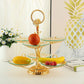 European Golden Metallic Cake And Tiered Stand With Tray / Ruchi