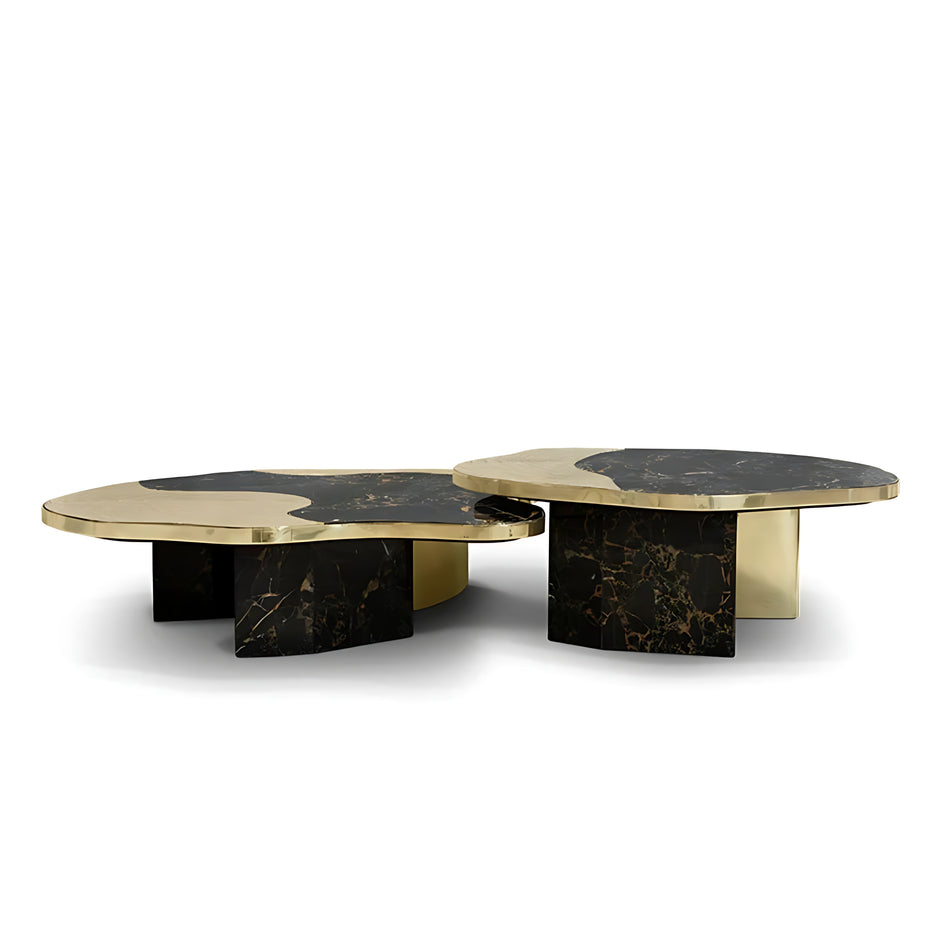 Contemporary Marble And Metal Coffee Table Set / Ruchi