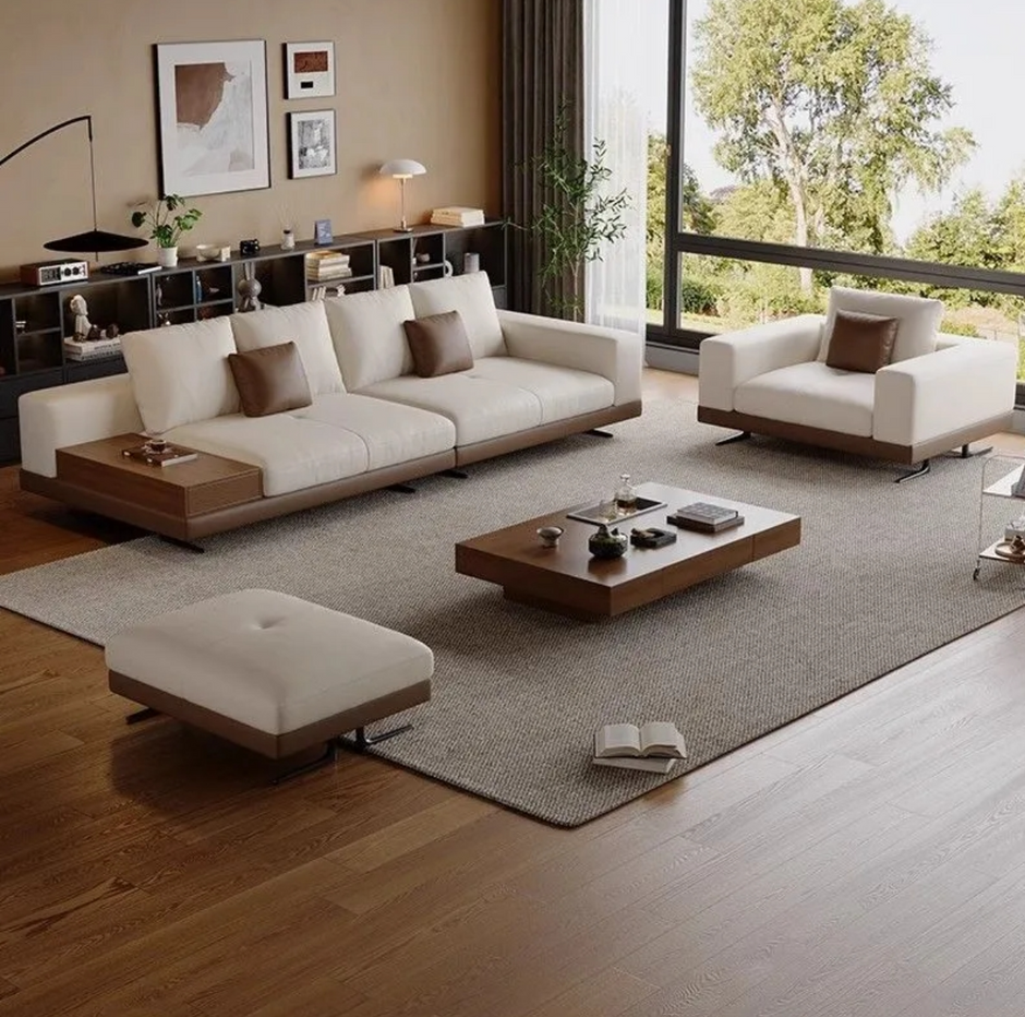 Traditional Japanese Style Leather Sofa Set / Ruchi 