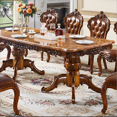95 Inch Large European Marble Dining Table Set / Ruchi 