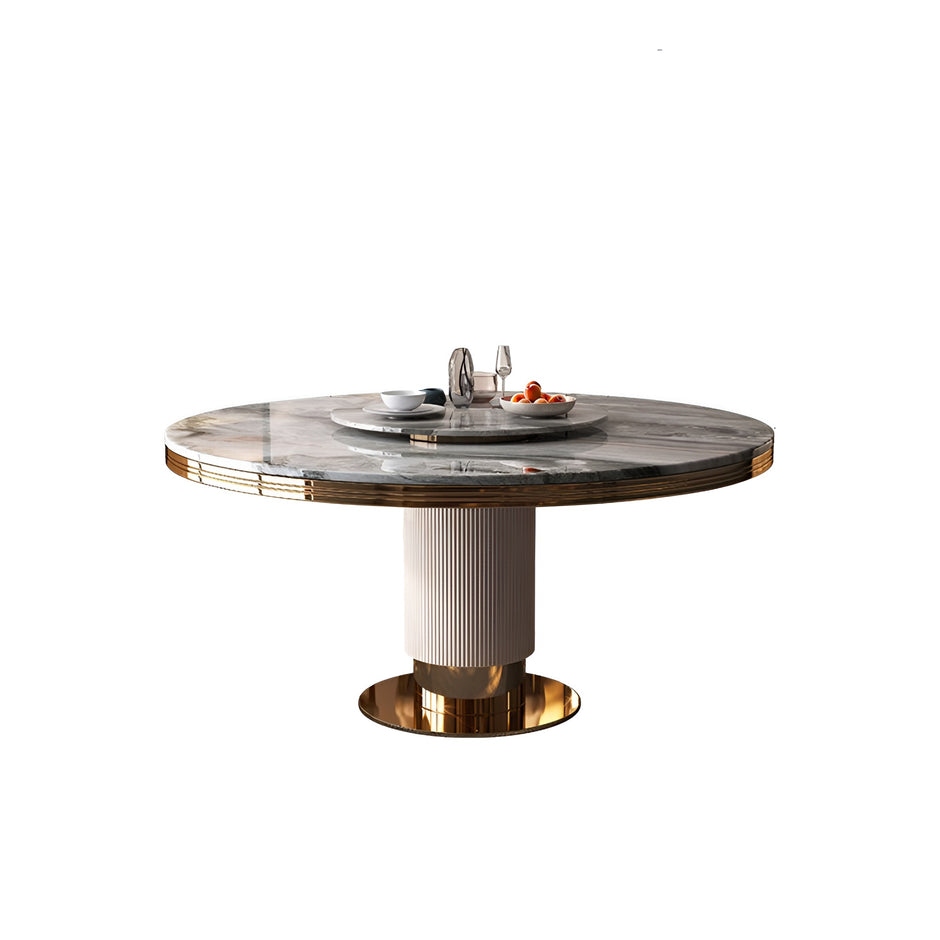 Sleek Marble Top Round Dining Table Set / Ruchi 