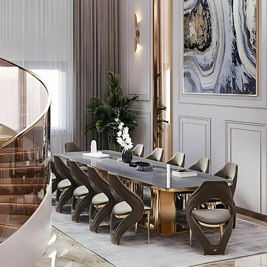 95 Inch Marble Dining Table Set For 8 / Ruchi
