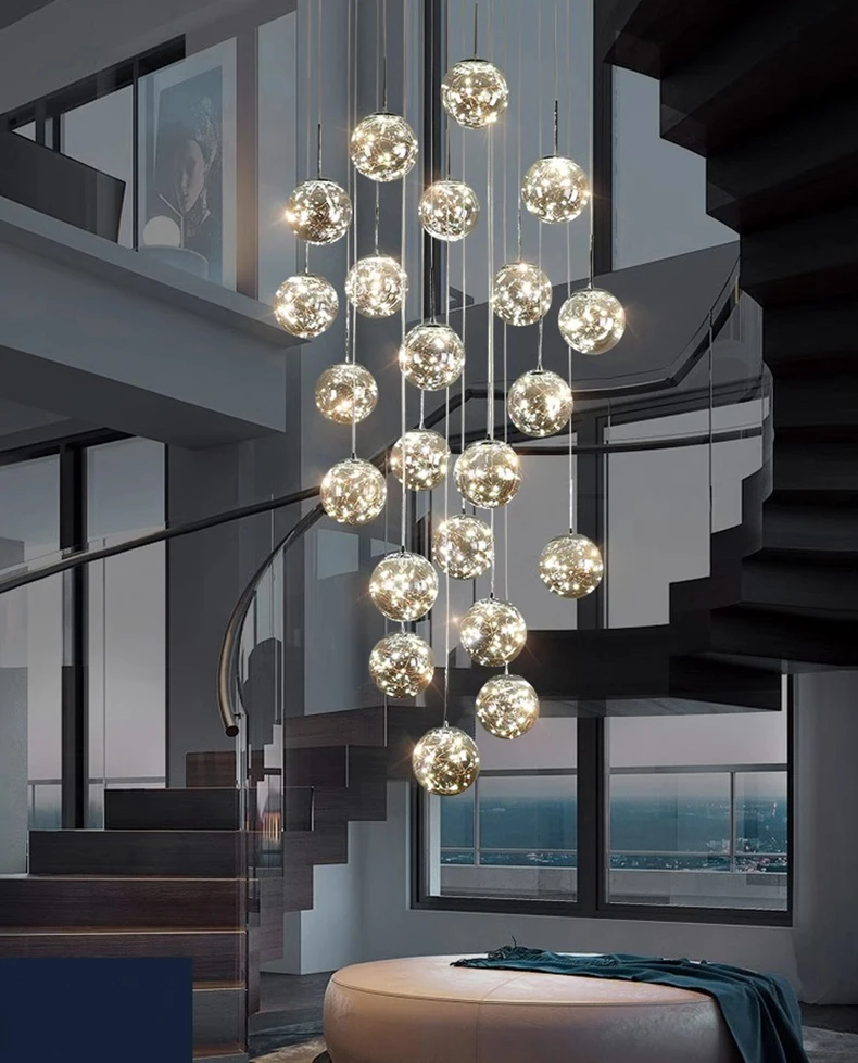 LED Ball Pendant Light Chandelier For Staircase / Ruchi