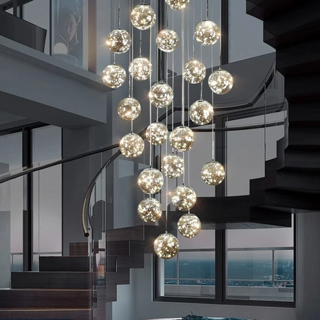 LED Ball Pendant Light Chandelier For Staircase / Ruchi