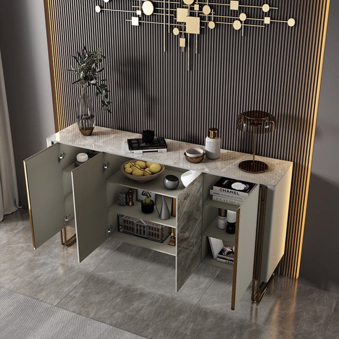 Marble Top Buffet Table With Storage / Ruchi