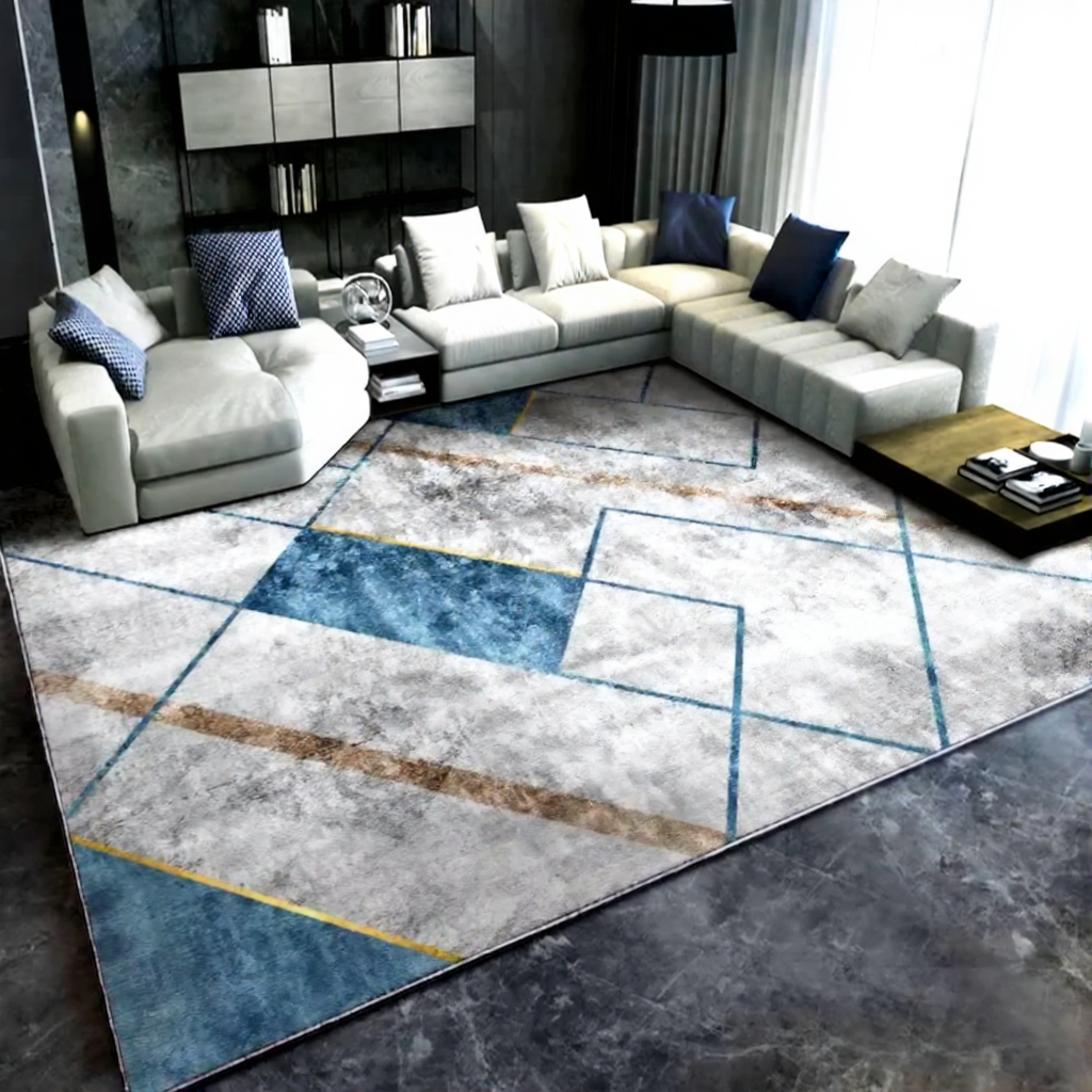 Multicolored Polyester Anti-Slip Living Room Rug