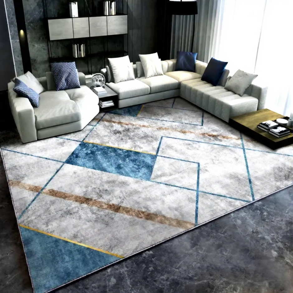 Multicolored Polyester Anti-Slip Living Room Rug
