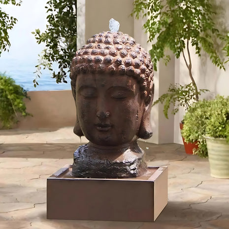 Outdoor Indoor Polyresin Fiberglass LED Buddha Water Fountain / Ruchi