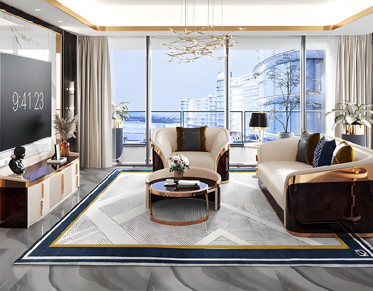 Luxurious Leather Sofa Set For Living Room