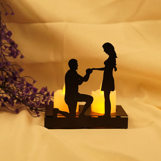 Romantic Couple Props Black Metal Candle Holder / Ruchi