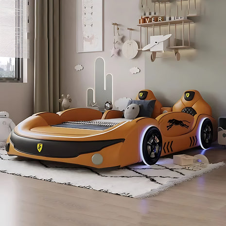 Children's LED Leather Car Bed with Speaker / Ruchi