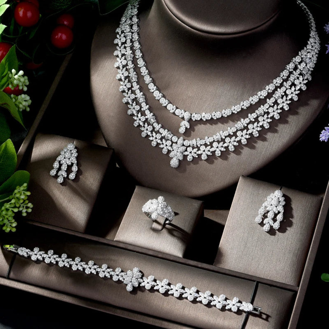 4 Piece Metal Bridal Jewelry Set / Ruchi