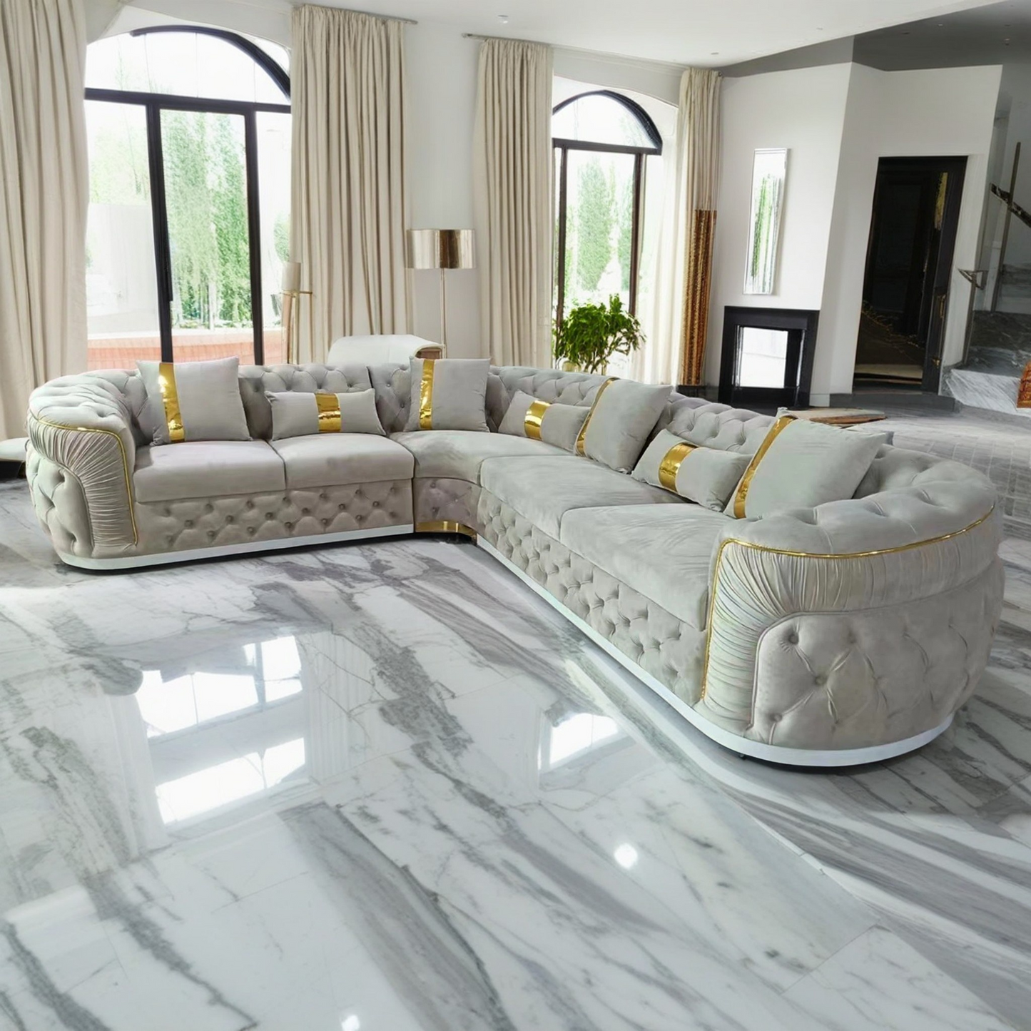 Classy High End Fabric Sectional Sofa / Ruchi