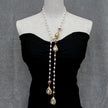Larimar Beaded White Pearl Chain Necklace / Ruchi