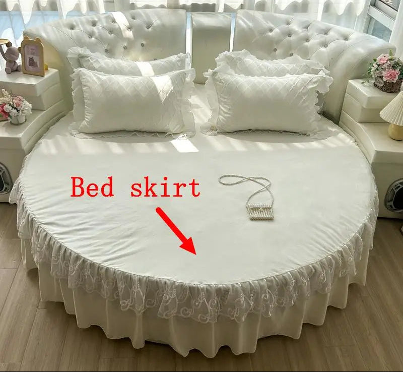 Round Microfiber Fabric Fitted Bedsheet And Bed-Skirt / Ruchi