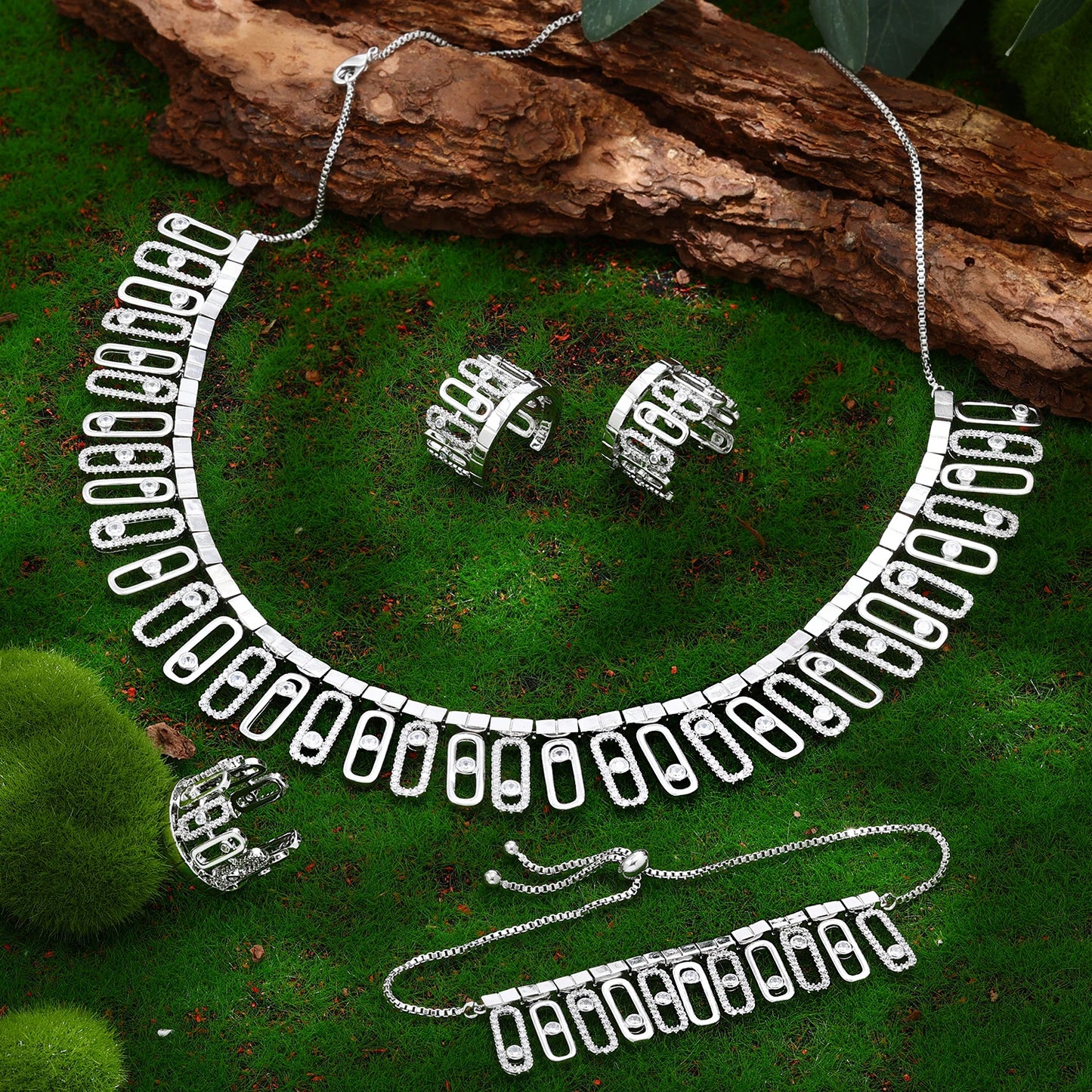 Enchanting Stylish 4 Piece Cubic Zirconia Crystal Necklace Set / Ruchi