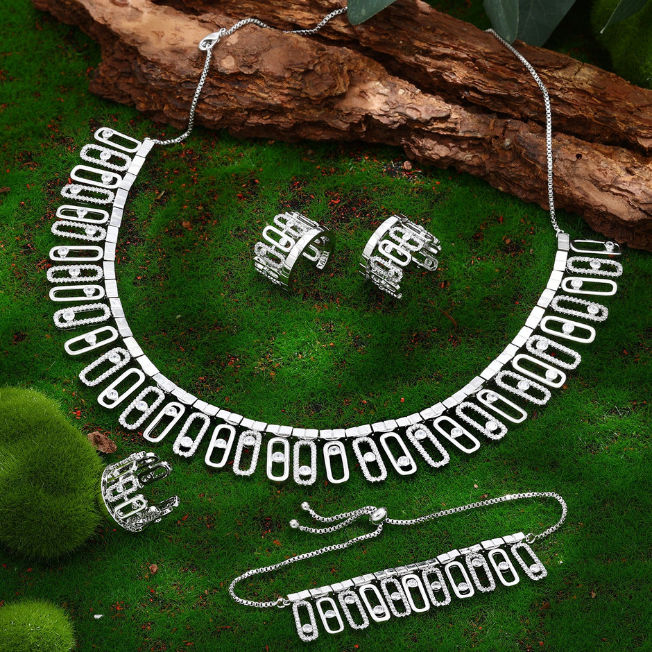 4 Piece Crystal Necklace Set For Girls / Ruchi