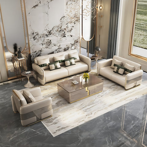 1-2-3 Living Room Leather Sofa Set / Ruchi
