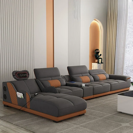 Head Massager Leather Sectional Sofa / Ruchi