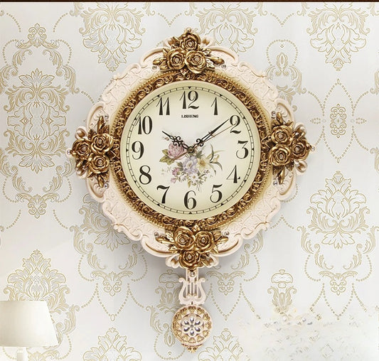 Luxury Floral Style Decoration Wall Clock / Ruchi