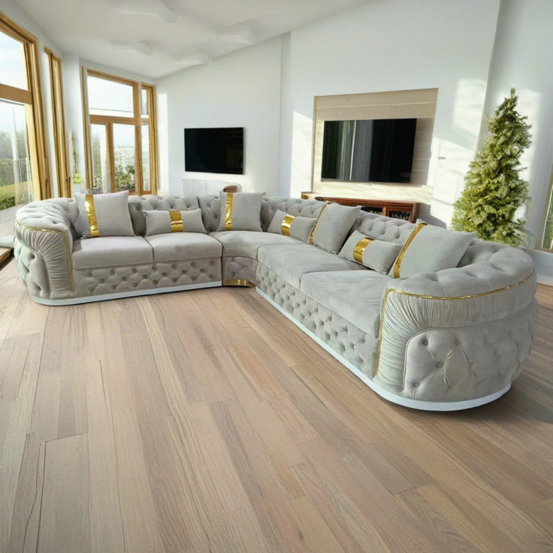 Classy High End Velvet Fabric Sectional Sofa / Ruchi