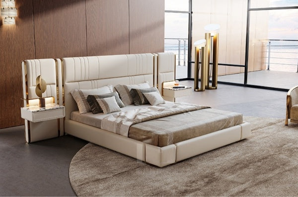 Leather Upholstered King Size Bed / Ruchi