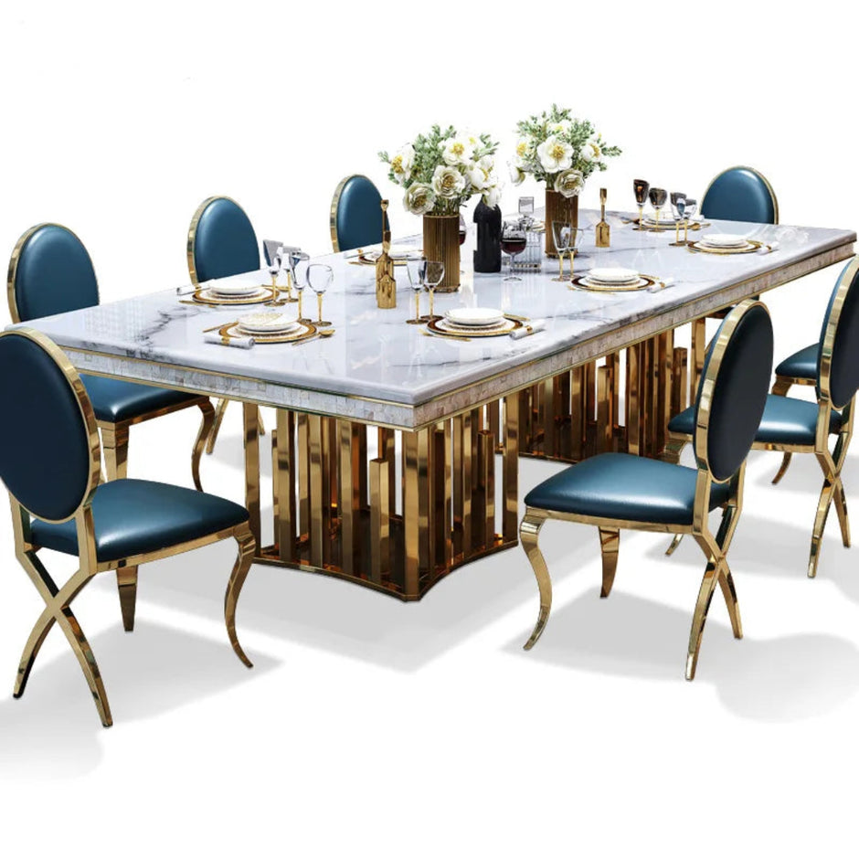7 Pieces Marble Top Dining Table And Chairs Set / Ruchi