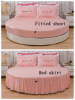 Round Cotton Fitted Bedsheet Bed-skirt Set / Ruchi