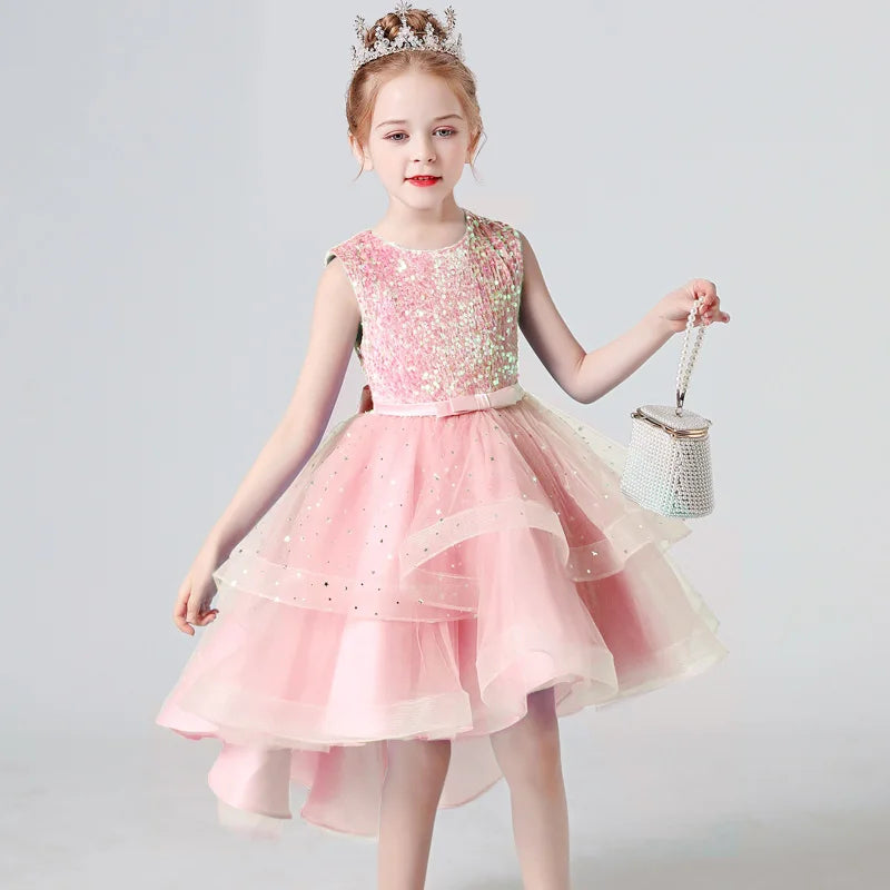 Sleeveless Kids Party Dress With Tulle Skirt
