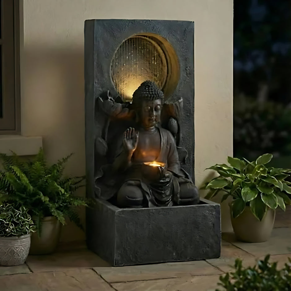 28'' Resin LED Buddha Waterfall Outdoor Fountain / Ruchi