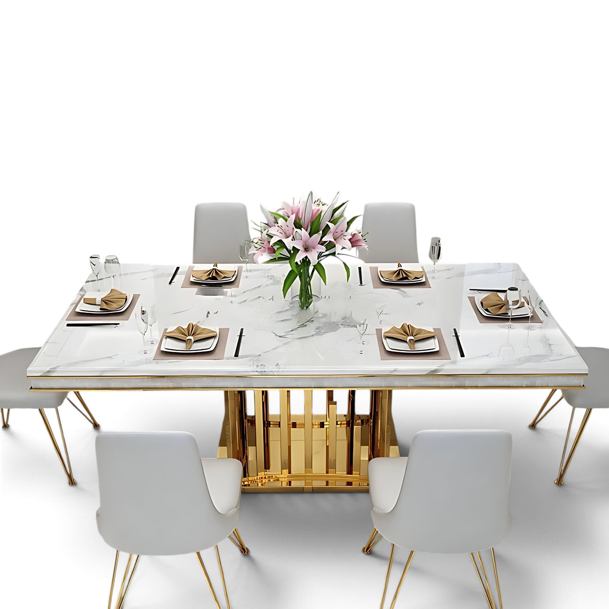 Marble Dining Table Set For 6 / Ruchi