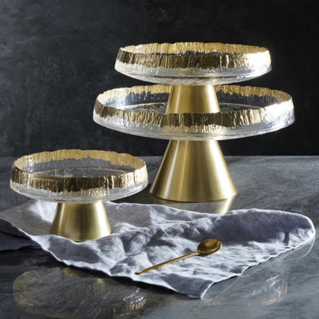 Golden Glass Top Fruit Bowl Stand / Ruchi