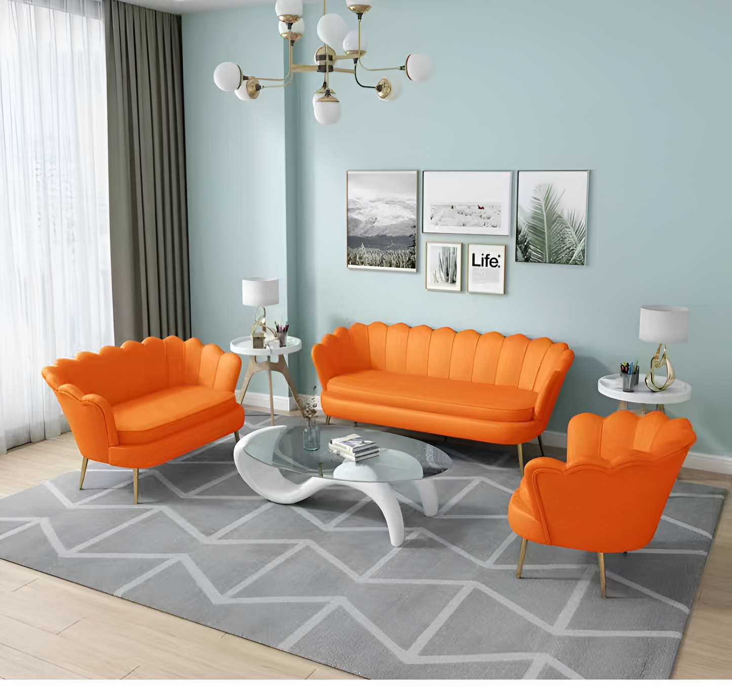 Velvet Fabric Sofa Set For Living Room