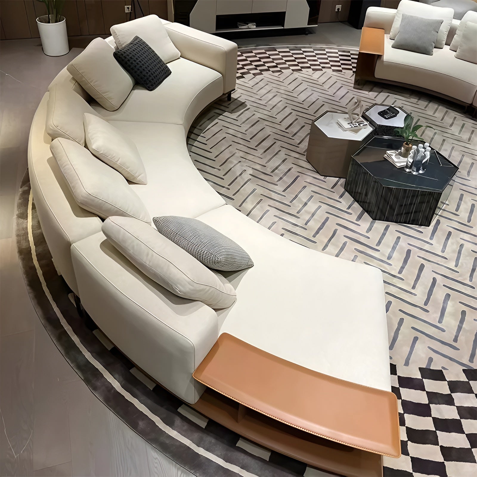 2 Piece Linen Fabric Curved Sectional Sofa / Ruchi