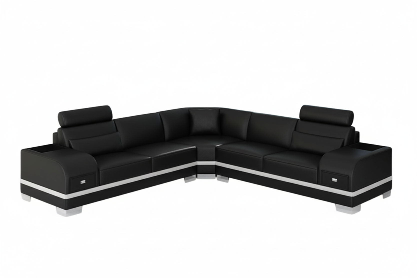 L-Shaped Leather Sectional Sofa With Storage