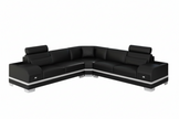 L-Shaped Leather Sectional Sofa With Storage
