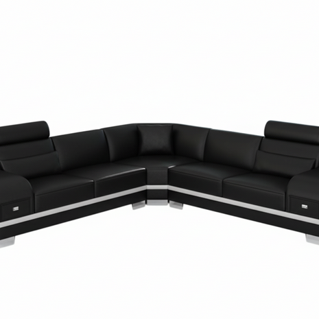 L-Shaped Leather Sectional Sofa With Storage