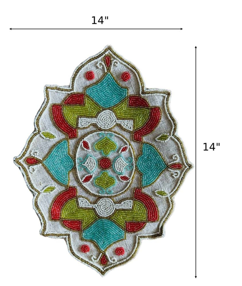 2 PCS Mandala Embroidered Beaded Placemat / Ruchi