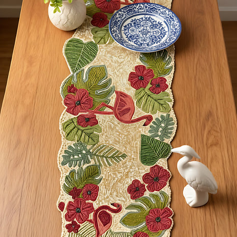 Flamingo Beaded Table Runner Set / Ruchi