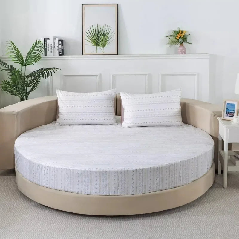 Modern Round Cotton Fitted Bedsheet Set / Ruchi