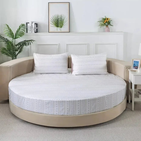 Modern Round Cotton Fitted Bedsheet Set / Ruchi