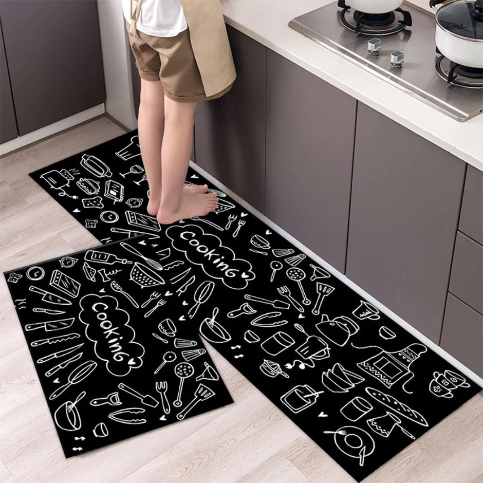 Set Of 2 Water Absorbent Velvet Kitchen Floor Mat
