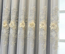 Floral Embroidery Polyester Grey Tulle Window Curtain / Ruchi