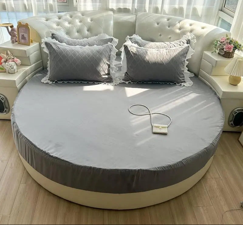 Round Microfiber Fabric Fitted Bedsheet And Bed-Skirt / Ruchi